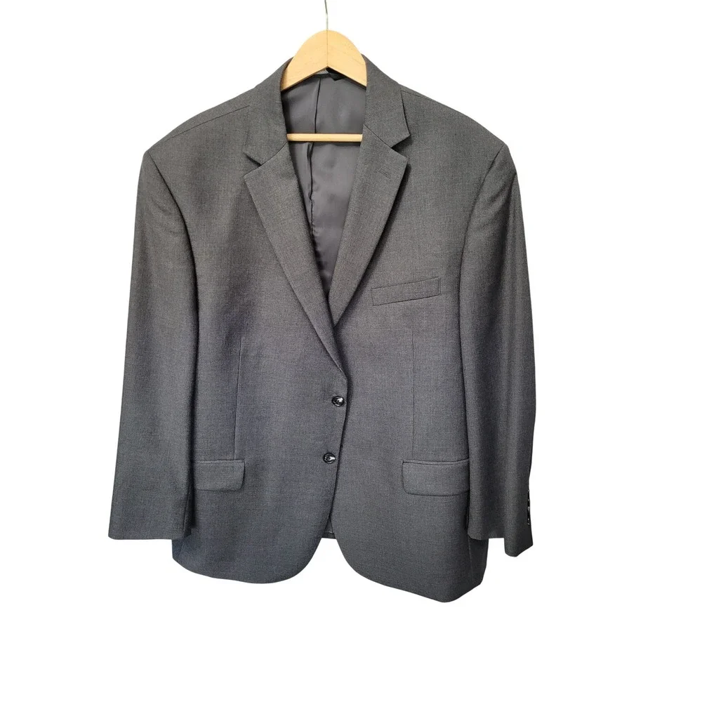 Jos. A. Bank Suit Mens 48R Wool Traveler Chelsea Gray Tailored Fit 2pc Business